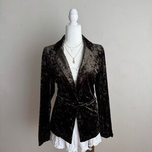 Vintage Sanctuary Velvet Brown Jacket with Pockets Button Closure Size Small